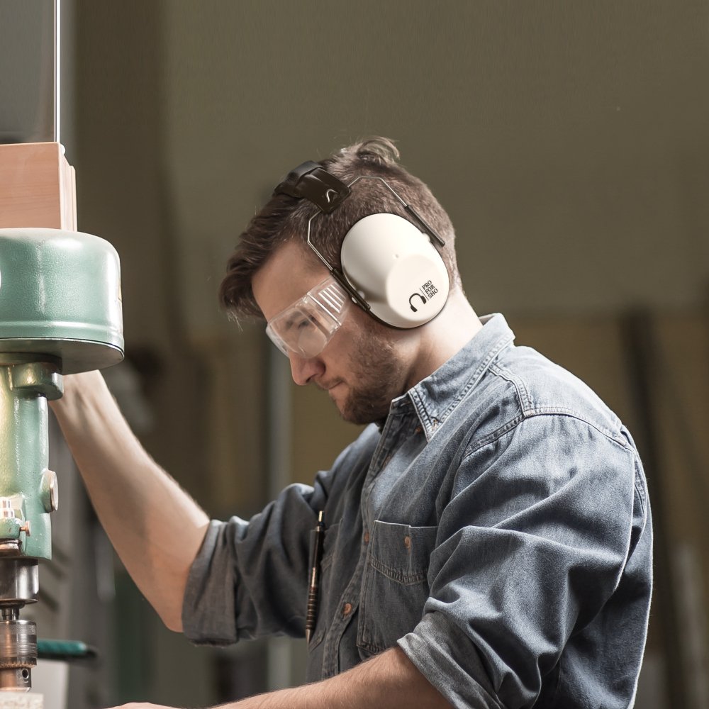 34dB NRR Shooting Ear Protection - Special Designed Ear Muffs Lighter Weight &amp; Maximum Hearing Protection - Standard Size, White