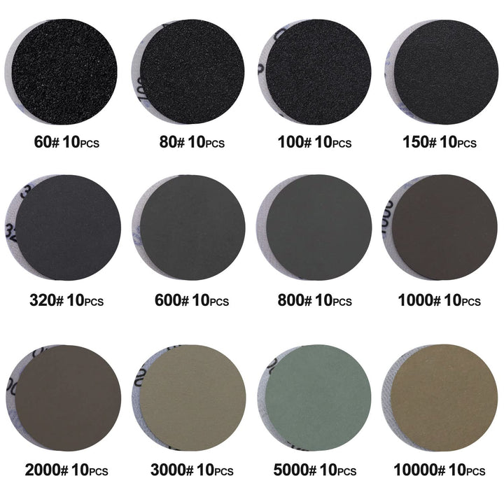 131 PCS 3 Inch Sanding Discs Hook and Loop 60 to 10000 Wet Dry Sandpaper with 1/8&amp;1/4 Shank Backing Pad, Polishing Pads and Buffering Pad for Drill Grinder Rotary Tools, Wood Metal Jewelry