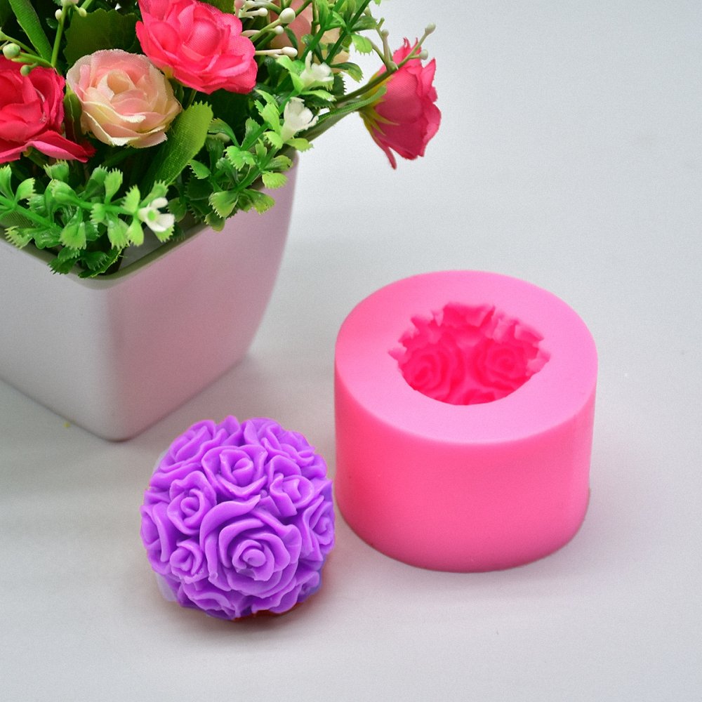 3D Rose Ball Candle Mold - MoldFun Rose Flower Silicone