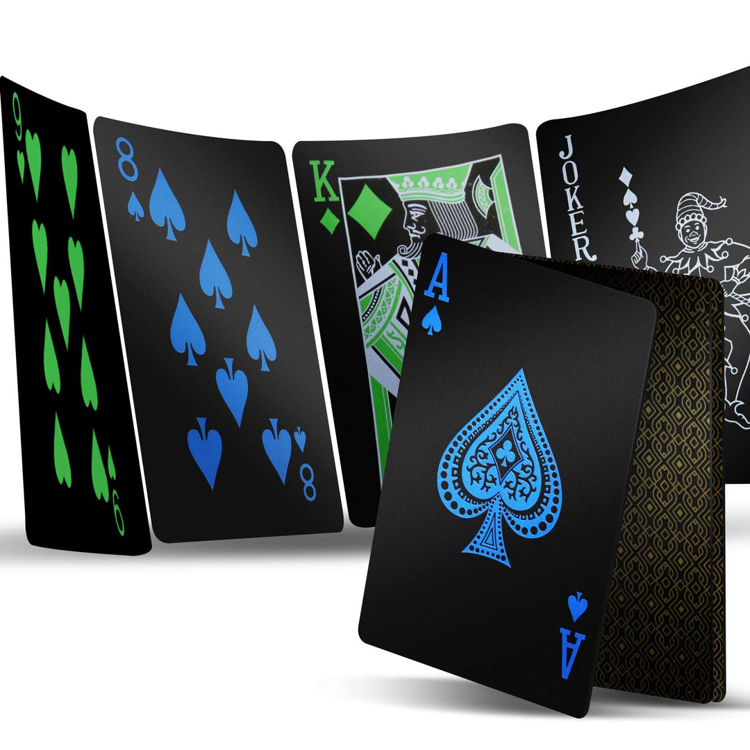 2 Decks Plastic Playing Cards, Premium Plastic Waterproof Black Playing Poker Cards Professional Luxury Deck of Cards for Adults
