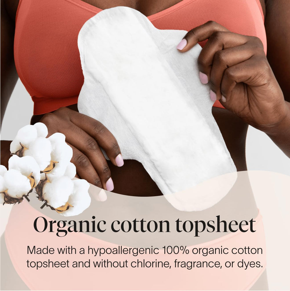 Cora Ultra Thin Organic Cotton Period Pads, Regular Abs