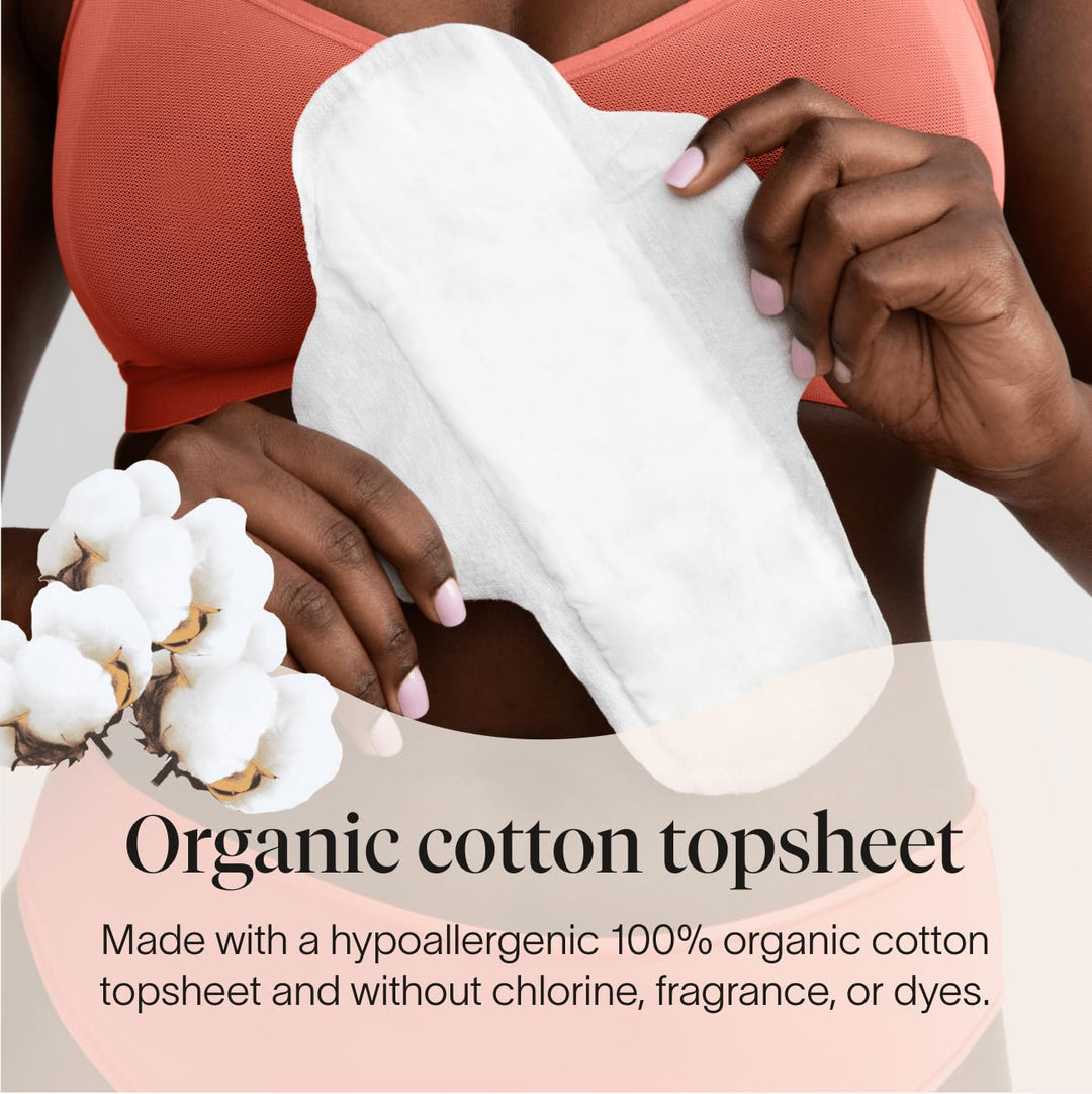 Cora Ultra Thin Organic Cotton Period Pads, Regular Abs