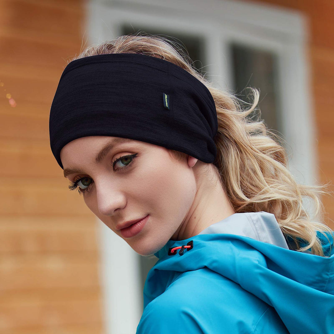 Merino Wool Neck Gaiter, Black, one Size