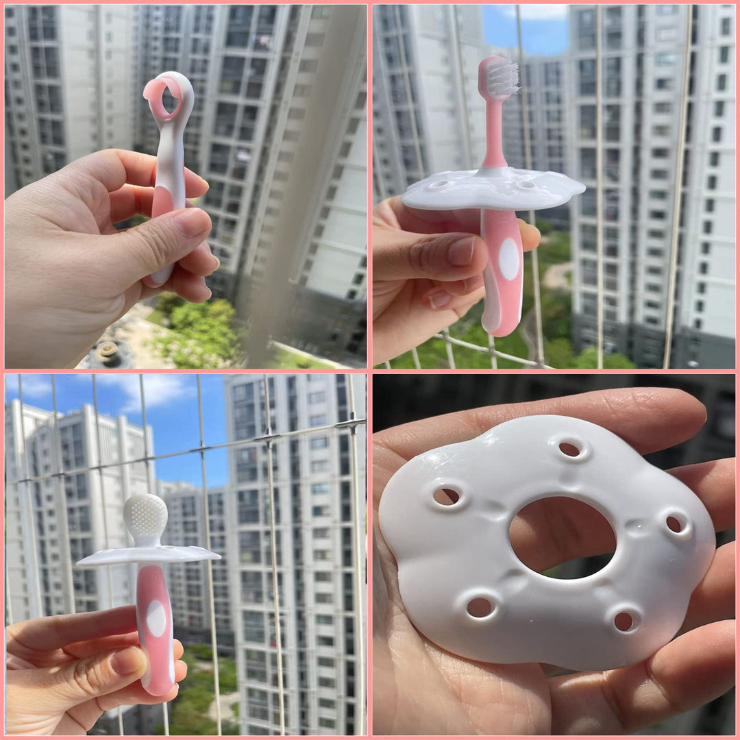 Bilibaby 3Pcs/Set Soft Silicone Tongue Gel Scraper Cleaner FDA Approved+Soft Bristle Training Toothbrush+Silicone Learning Teethbrush for Baby,Kid,Infant,Nursling,Cheeper,Newborn,Toddler