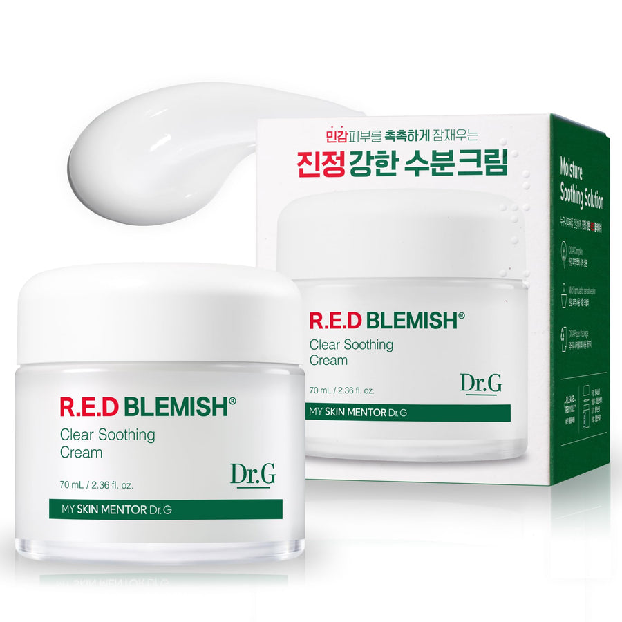 Red Blemish Clear Soothing Cream, 70ml - Moisturizing Recovery Cream for Sensitive Acne-Prone Skin; Cica Soothing Moisturizer, Korean Skin Care, Korean Skincare, Kbeauty, K Beauty, Korean Beauty