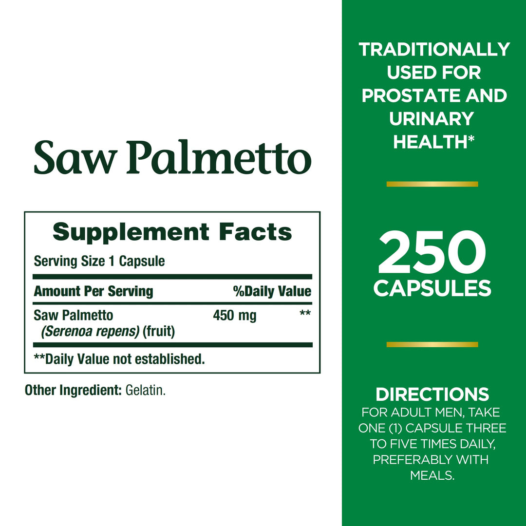Nature&#39;s Bounty Saw Palmetto Support for Prosta