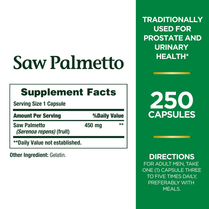 Nature&#39;s Bounty Saw Palmetto Support for Prosta