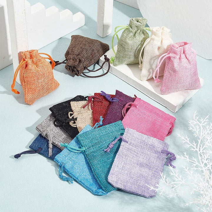 Pandahall 15 Color Burlap Packing Pouches Drawstring Bags 2.7x3.5&#39;&#39; Gift Bag Jute Packing Storage Linen Jewelry Pouches Sacks for Wedding Party Shower Birthday Christmas Jewelry DIY Craft
