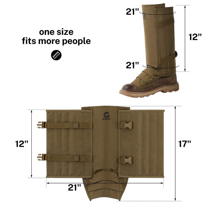 Snake Gaiters, Waterproof Snake Guards, Snake Bite Protection for Lower Legs, Snake Proof Gaiters Fit for Men &amp; Women, Adjustable Size, Pack of 1