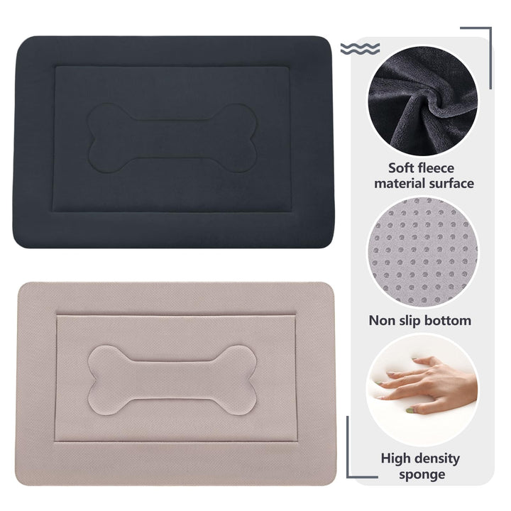 Large Dog Bed Soft Dog Crate Pad Mat 42 in Non-Slip Bottom Washable Dog Sleeping Mattress Pet Beds Cat Bed Kennel Pad, Dark Gray