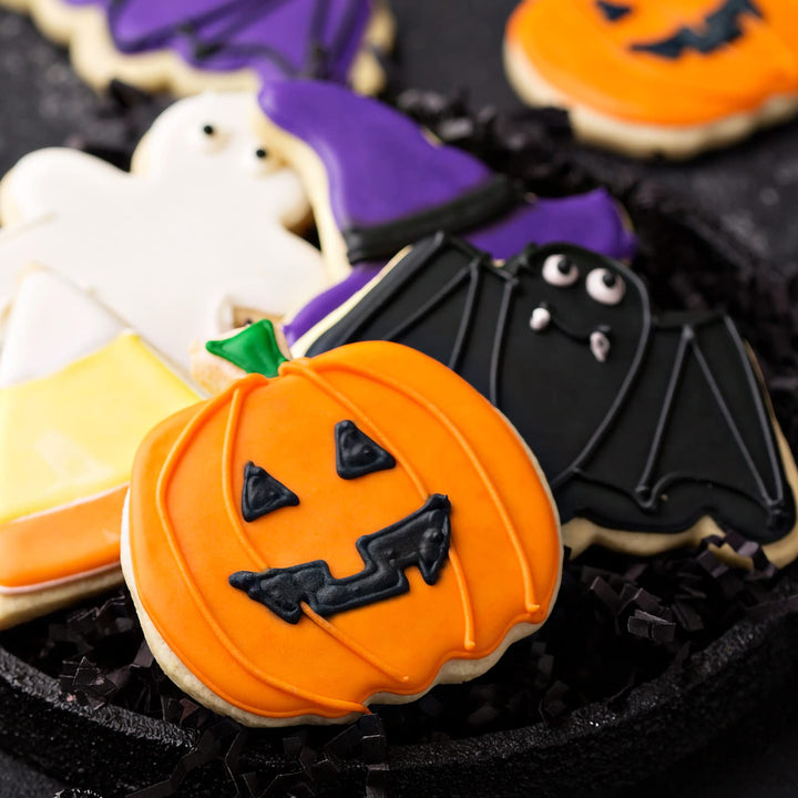 9 Pcs Halloween Cookie Cutters -Pumpkin Candy Bat Ghost Cat Witch Hat Broom Spider Coffin Halloween Goodie Bag Filler for Kid Trick or Treat Food Mold