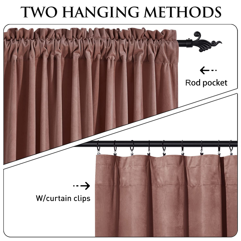 StangH Wide Rose Velvet Curtains 84 inches Long for Bed