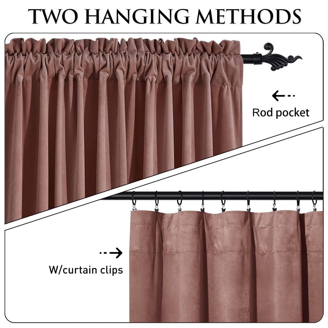 StangH Wide Rose Velvet Curtains 84 inches Long for Bed