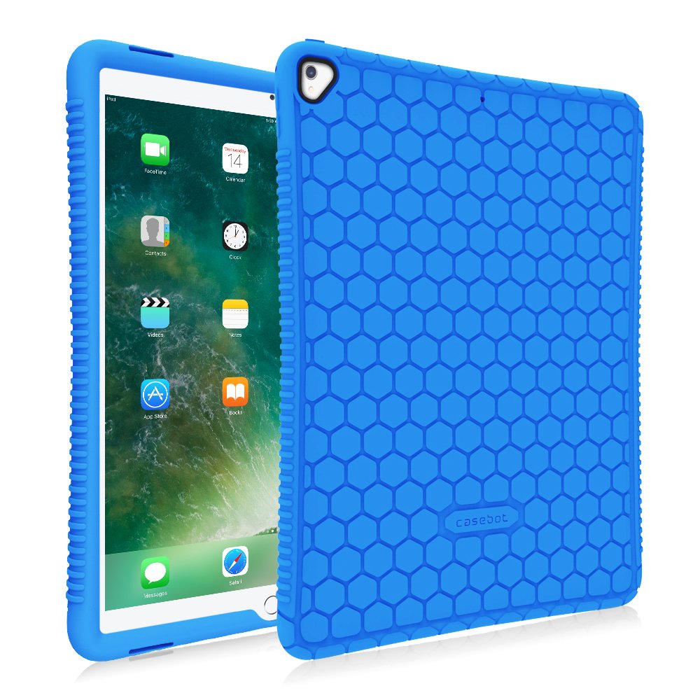 Silicone Case for 2017/2015 iPad Pro 12.9 inch (Old Model) 1st &amp; 2nd Gen - [Honey Comb Series] Lightweight Anti Slip Kids Friendly Shock Proof Silicone Protective Cover, Blue