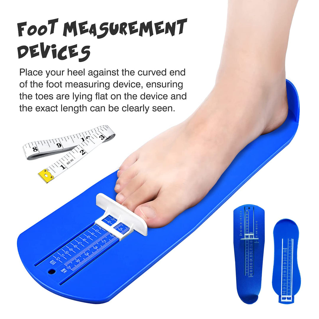 Foot Measurement Device Shoe Size Measuring Devices for Adults and Kids with Soft Tape Measure US Standard Blue 2 Pieces