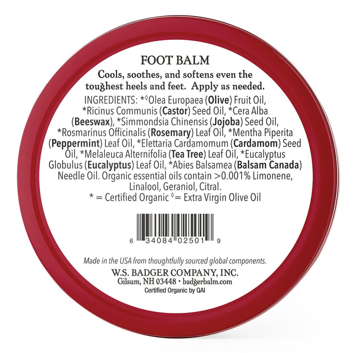 Badger Organic Foot Balm Peppermint and Tea Tree -0.75 oz