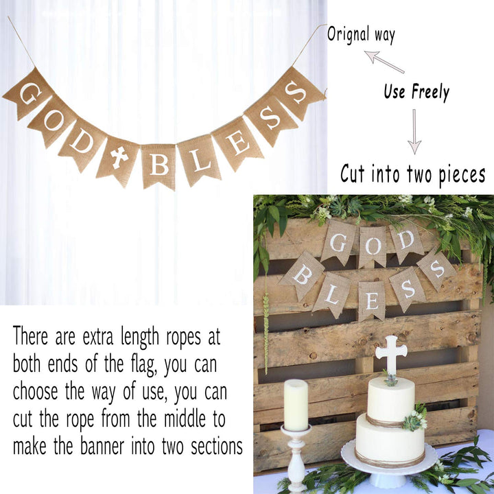 First Communion Banner Kit, Baptism Decorations for Boys Girls, First Communion Confirmation Decorations,God Bless Banner and White Decorations - White Set