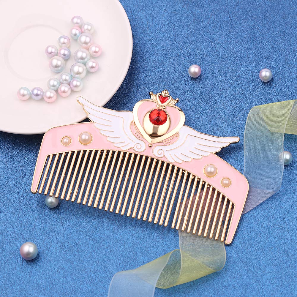 Christmas Gift Sailor Moon Makeup Comb Hair Brush Girls Hairbrush Hair Comb Girls Hairdresser (Red Heart)