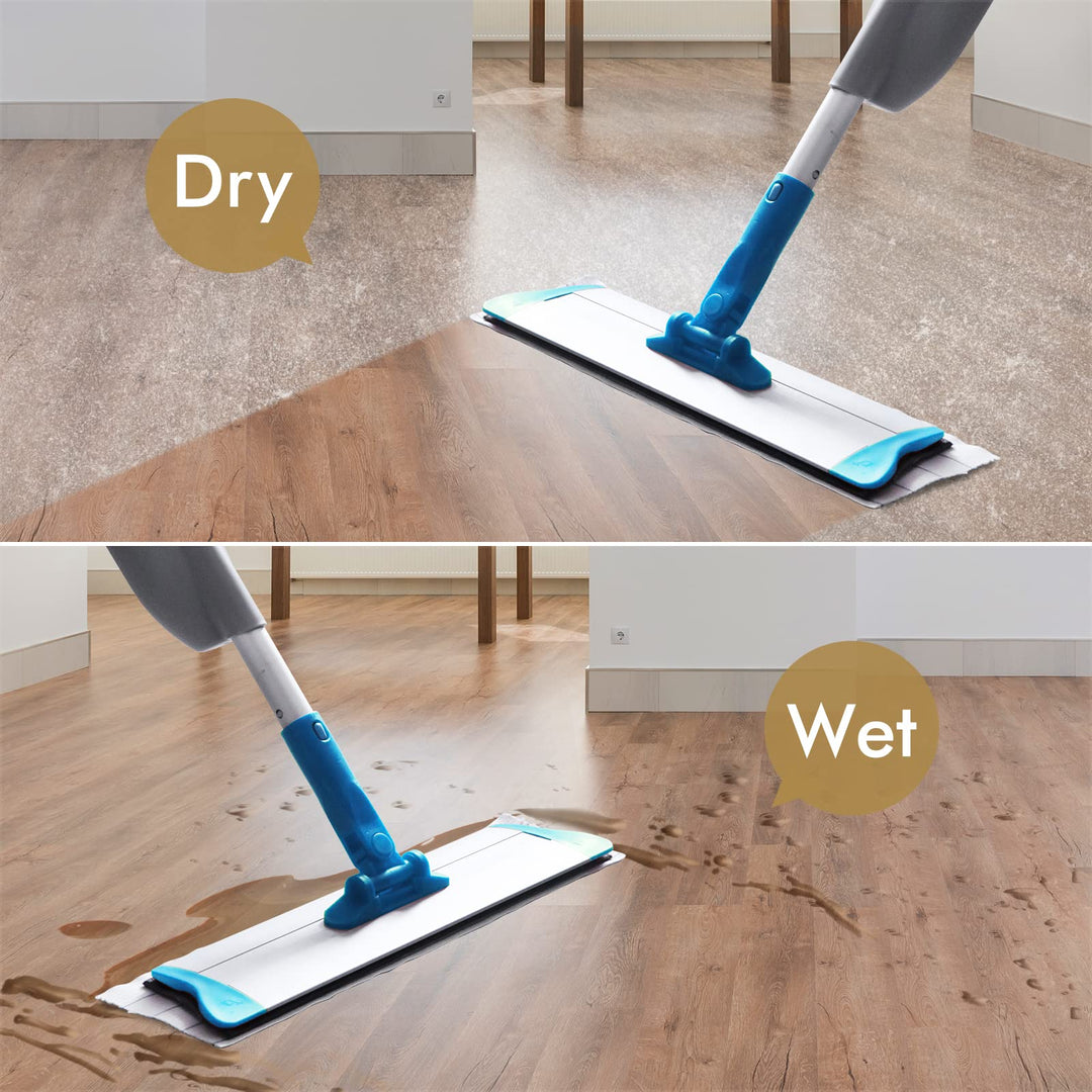 Disposable Microfiber Mop Pads - 15 Sheets/Roll, 16.5 x 4.7 Inches, Replacement Refills for Flat Mops - Ideal for Home, Office, Restaurant, Hospital (White and Blue)