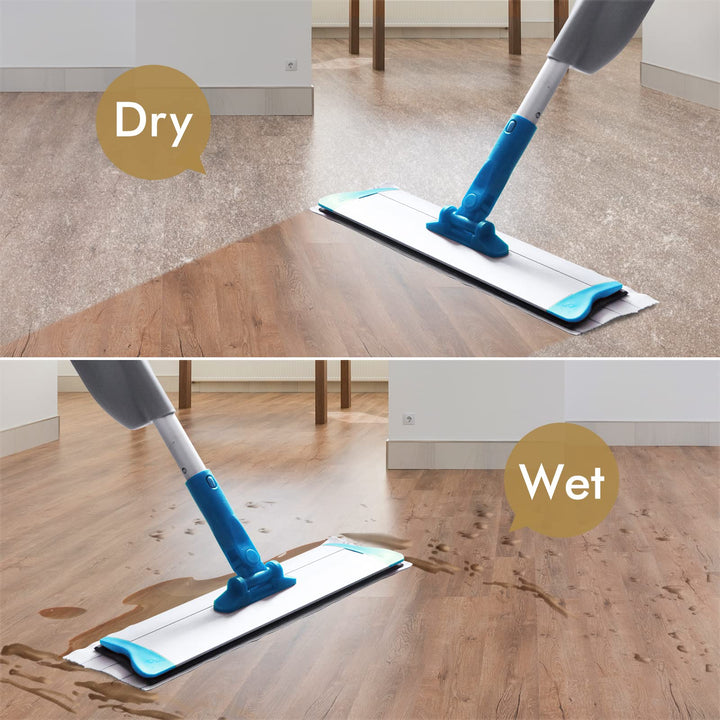 Disposable Microfiber Mop Pads - 15 Sheets/Roll, 16.5 x 4.7 Inches, Replacement Refills for Flat Mops - Ideal for Home, Office, Restaurant, Hospital (White and Blue)