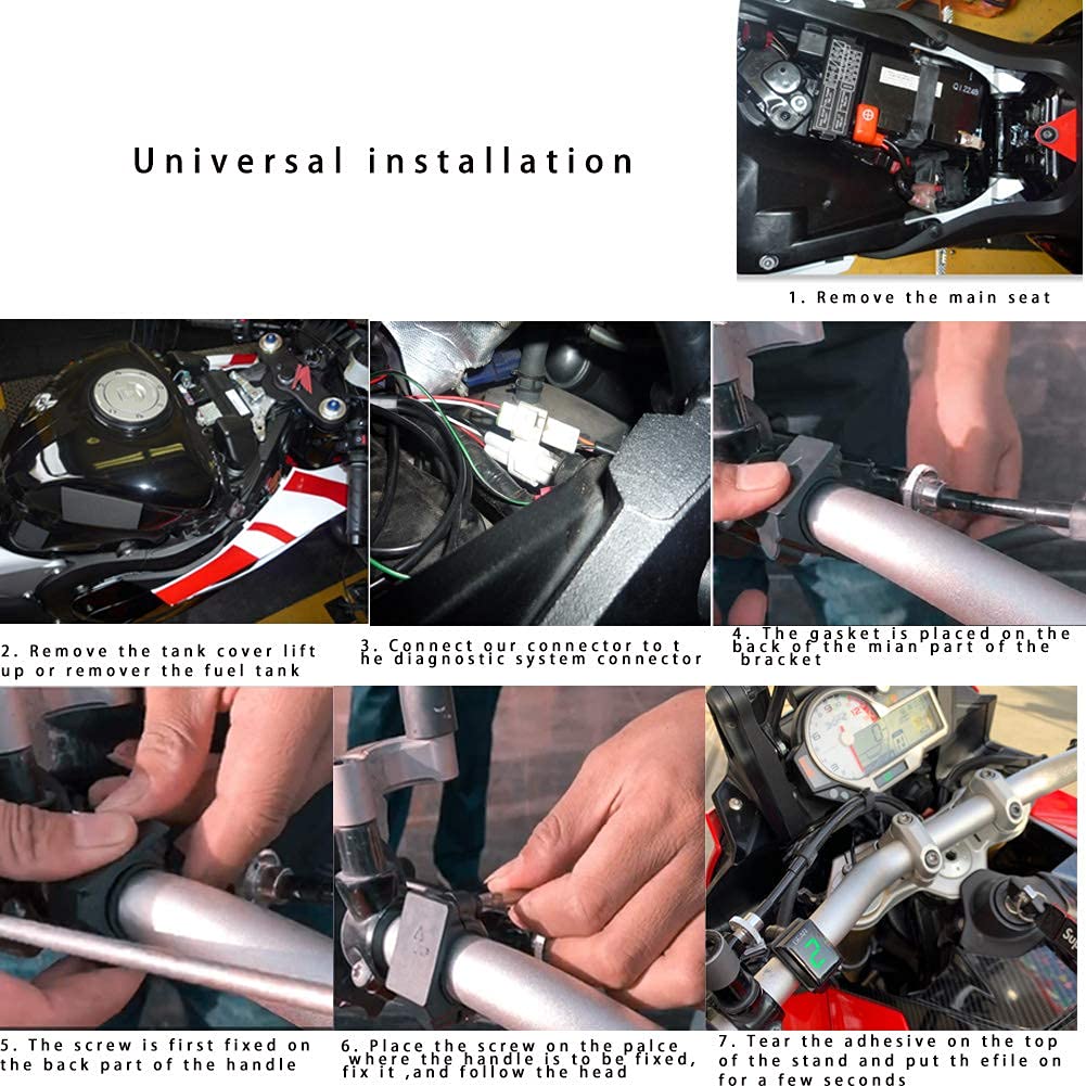 Motorcycle Gear Indicator for Honda with Holder Bracket,Waterproof LED Display Digital Display Speedometer Shift Lever Sensors Plug &amp; Play (Red)