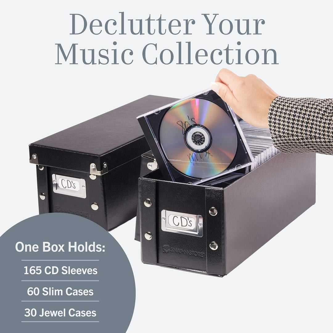 Snap-N-Store CD Storage Box - 2 Pack - Durable 5.1 x 5.