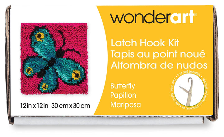 Wonderart Butterfly Latch Hook Kit, 12 X 12