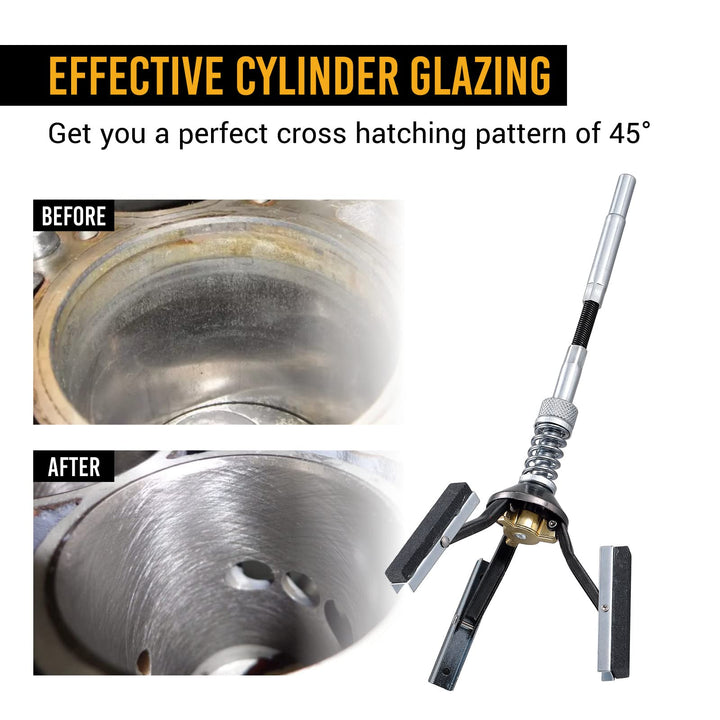 1-1/4 to 3-1/2 Inch 3 Stones Engine Cylinder Hone Tool Adjustable Cylinder Deglazer Piston Honer 220 Grit