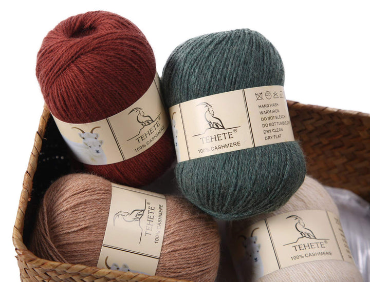 TEHETE 100% Cashmere Yarn for Crocheting 3-Ply Warm Sof