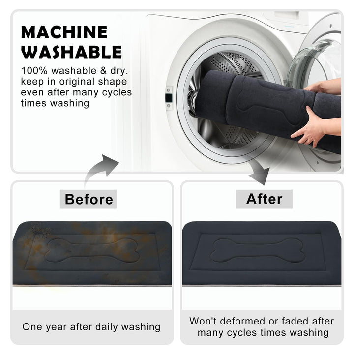 Large Dog Bed Soft Dog Crate Pad Mat 42 in Non-Slip Bottom Washable Dog Sleeping Mattress Pet Beds Cat Bed Kennel Pad, Dark Gray