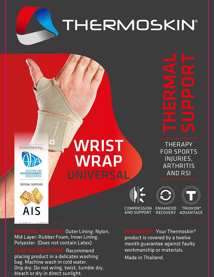 Thermoskin Thermal Universal Wrist Wrap, Black, Large, 