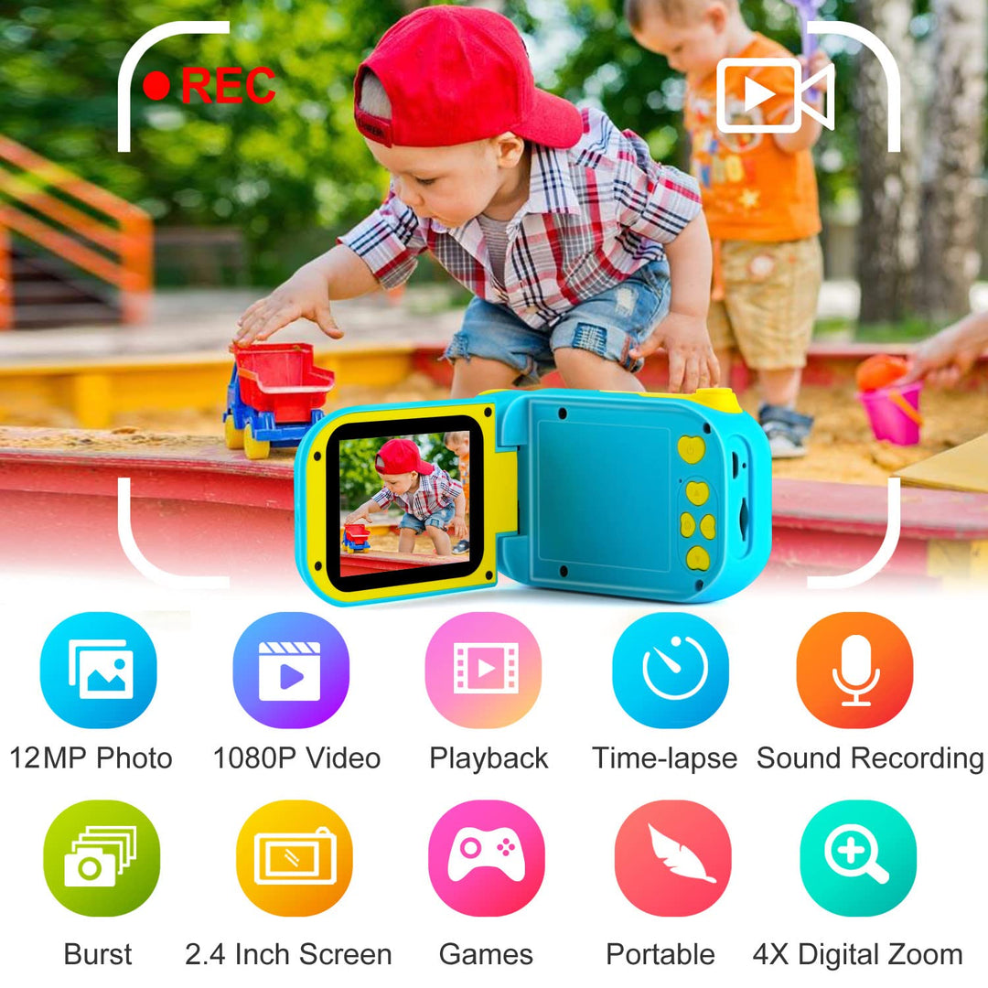 Kids Camera Video Camcorder - Digital Camera for Kids, 12M 1080P Toddler Camera Toys for Boys Girls, Birthday Idea for kids with 32G TF Card