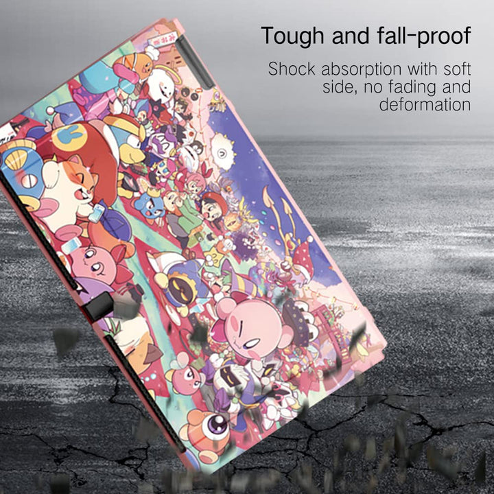 Cute Protective Case Compatible with Nintendo Switch OLED, Kawaii Soft Slim Cover, Hard Shell Dockable Case for NS Console and Joy-Con Controllers - Shock-Absorption Anti-Scratch, KB