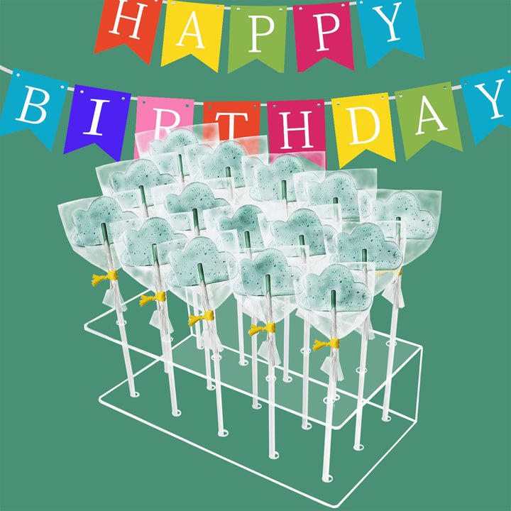 Acrylic Cake Pop Stand Display Holder with Lollipop Sticks, Treat Bags and Twist Ties for Candy Making