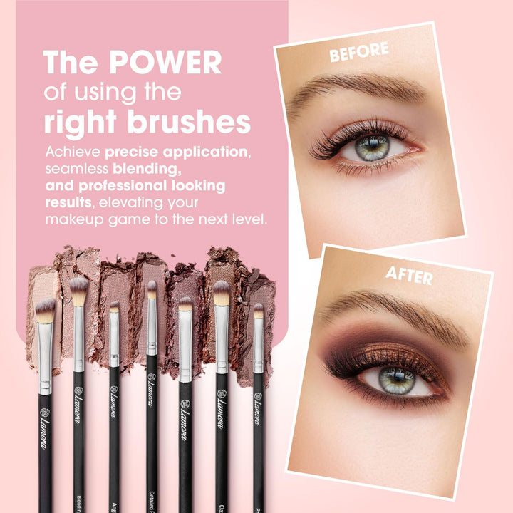 Makeup Eye Brush Set - Eyeshadow Eyeliner Blending Crease Kit - Best Choice 7 Essential Makeup Brushes - Pencil, Shader, Tapered, Definer - Last Longer, Apply Better Makeup &amp; Make You Look Flawless!