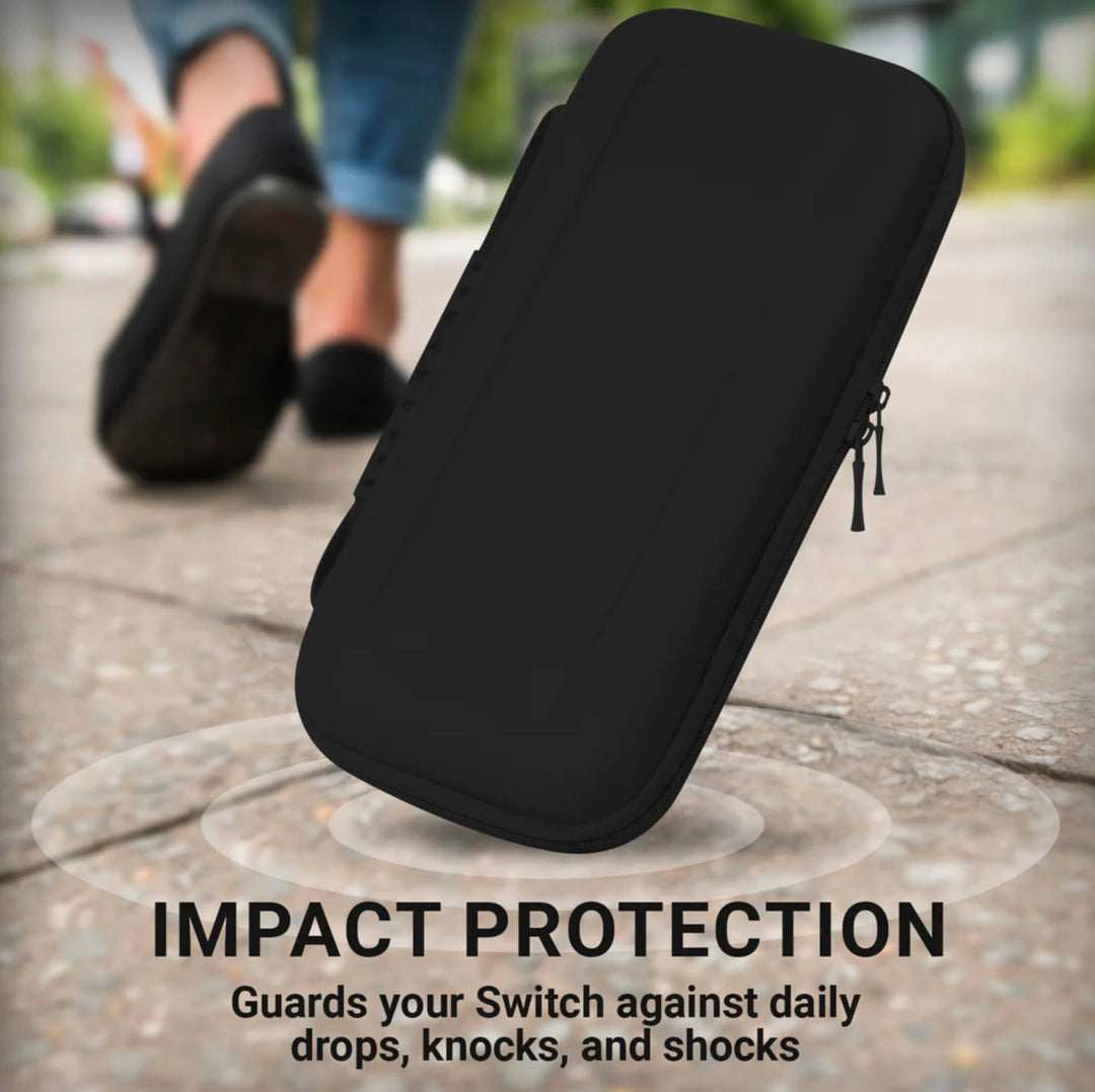 Carry Case Compatible with Nintendo Switch and New Switch OLED Console - Black Protective Hard Portable Travel Carry Case Shell Pouch with Pockets for Accessories and Games