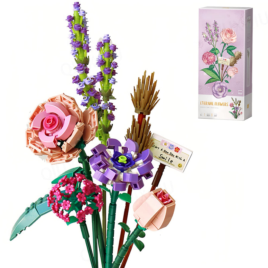 QUIXQIU Mini Bricks Flower Bouquet Building Sets, Artificial Flowers Kit 568 Pieces Botanical Collection, Building Project Gift Idea for Ages 8-12 yrs Old Girl