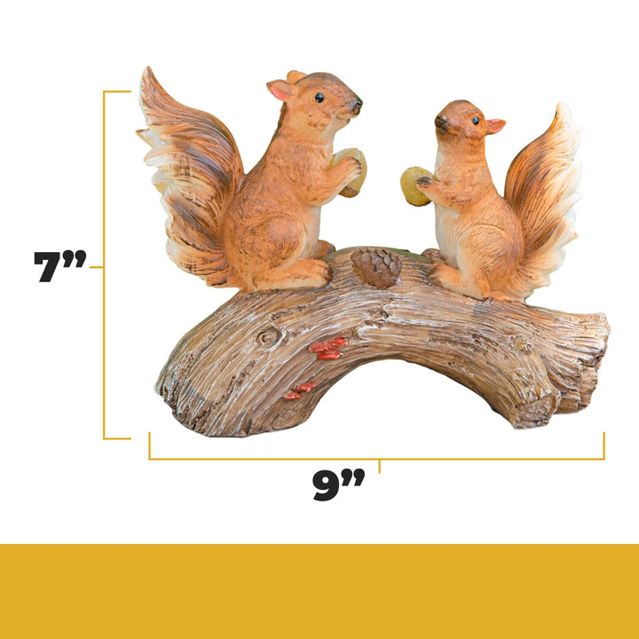 Dawhud Direct Squirrels on a Log Solar Light for Home and Outdoor Decor Squirrels Solar Powered Flickering LED Garden Light Backyard Woodland Decoration