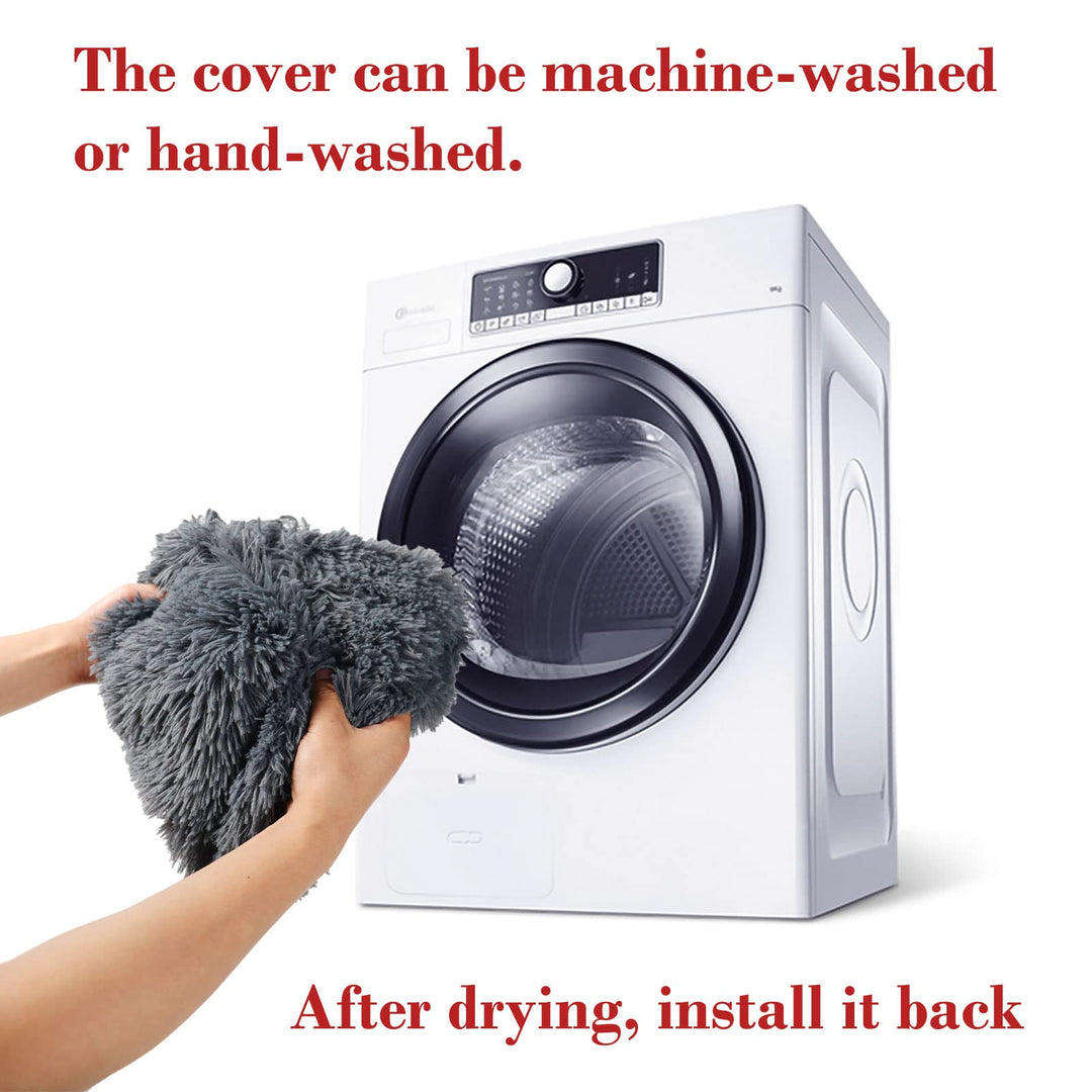 Calming Dog Bed Fluffy Plush Dog Mat for Furniture Protector with Removable Washable Cover for Large Medium Small Dogs and Cats (Large(45x37x6), Dark Grey)