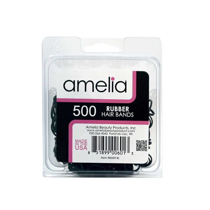 Amelia Beauty 500 Count Elastic Rubber Bands in Re-closable Container (Black)