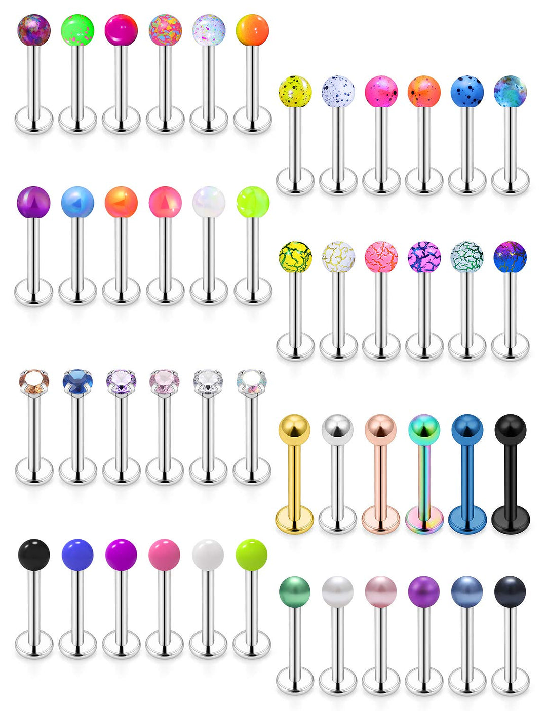 16G Lip Rings Stainless Steel Labret Monroe Lip Rings Nail Cartilage Tragus Helix Earrings Studs Ring Medusa Piercing Jewelry for Women Men 8mm