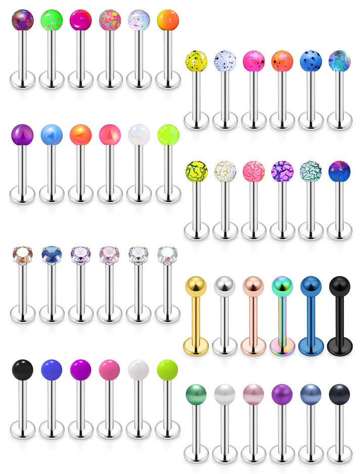 16G Lip Rings Stainless Steel Labret Monroe Lip Rings Nail Cartilage Tragus Helix Earrings Studs Ring Medusa Piercing Jewelry for Women Men 8mm