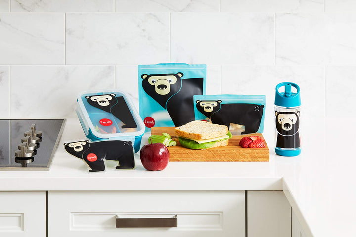 3 Sprouts Bento Box for Kids – Leakproof, BPA-Free Lunch Box with 3 Compartments for Back to School, Reusable On-the-Go Meal and Snack Containers - Deer