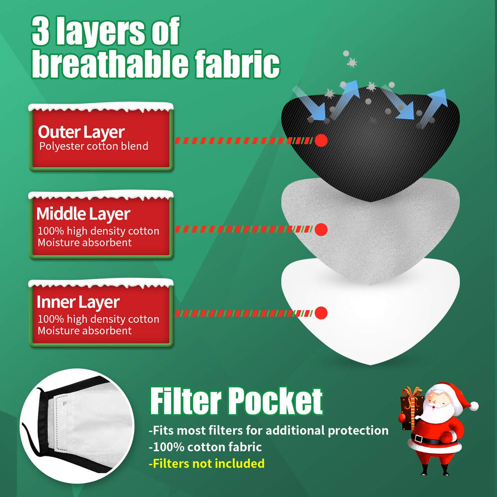 Christmas Face Mask Cotton Reusable Washable Adjustable