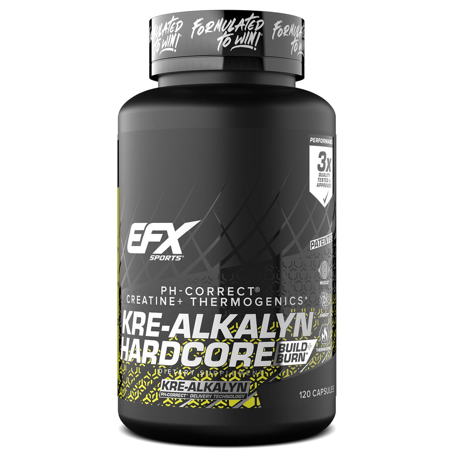 Kre-Alkalyn Hardcore | Thermogenic pH Correct Creatine Monohydrate Pill Supplement | Energy & Strength Pre Workout | 40 Servings, 120 Capsules