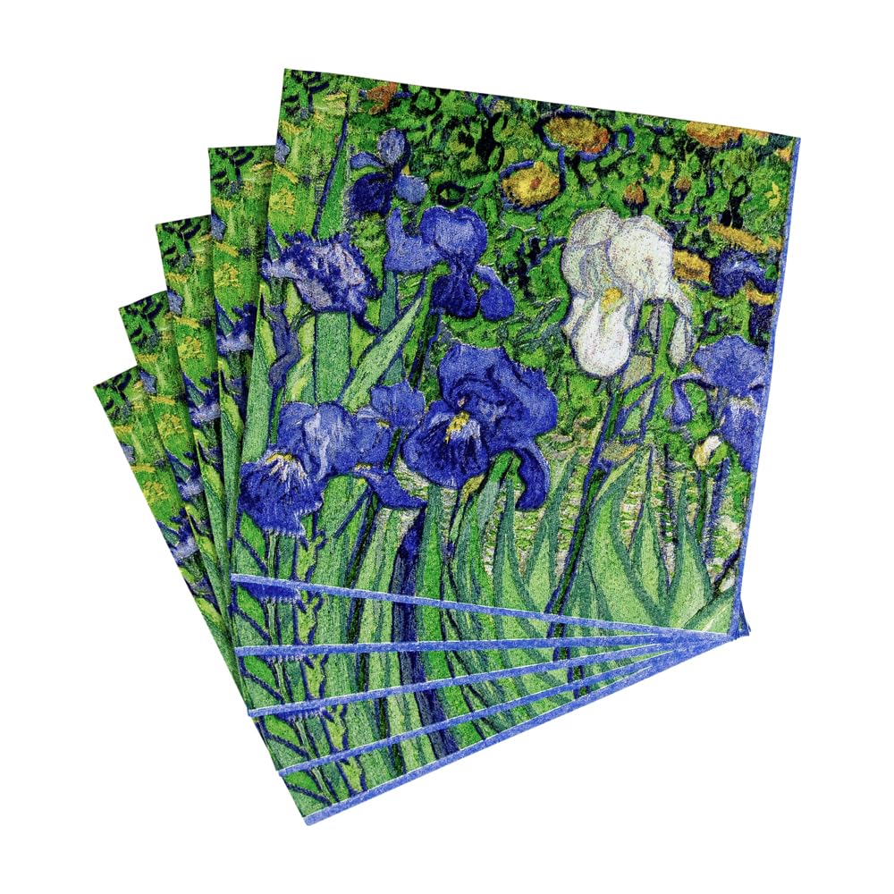 Caspari Van Gogh Irises Paper Cocktail Napkins - 20 Per
