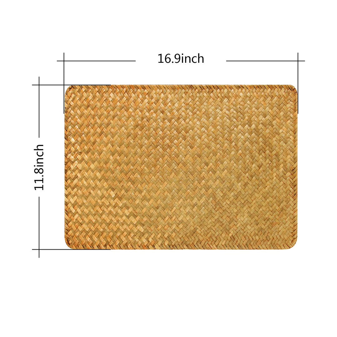 6pcs Seagrass Place Mats 17 x 12 Wicker Rattan Woven Placemats for Dining Table and Kitchen Table Placemats Indoor Home Boho Decor (Set of 6)