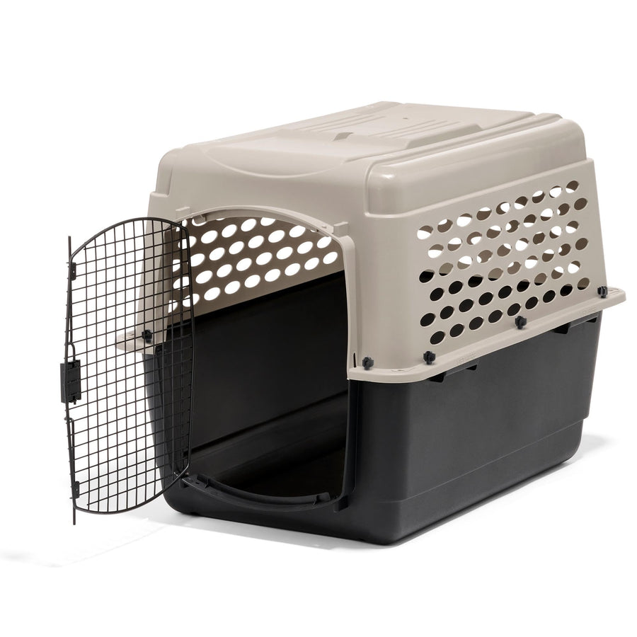 Vari Dog Kennel - Portable Dog Carriers & Crates for Large Dogs, Airline-Friendly, Durable Plastic, Pet Carrier For Home and Travel, 36 Inches, Taupe and Black