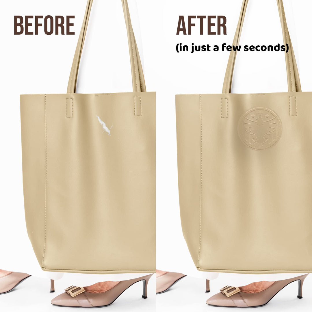 MastaPlasta Instant Self-Adhesive Premium Suede and Velvet Repair Patch. Tan Suede Eagle 3-INCH Diameter (8cm). Upholstery Quality Patches for Sofas, Car Interiors, Bags, Jackets &amp; More