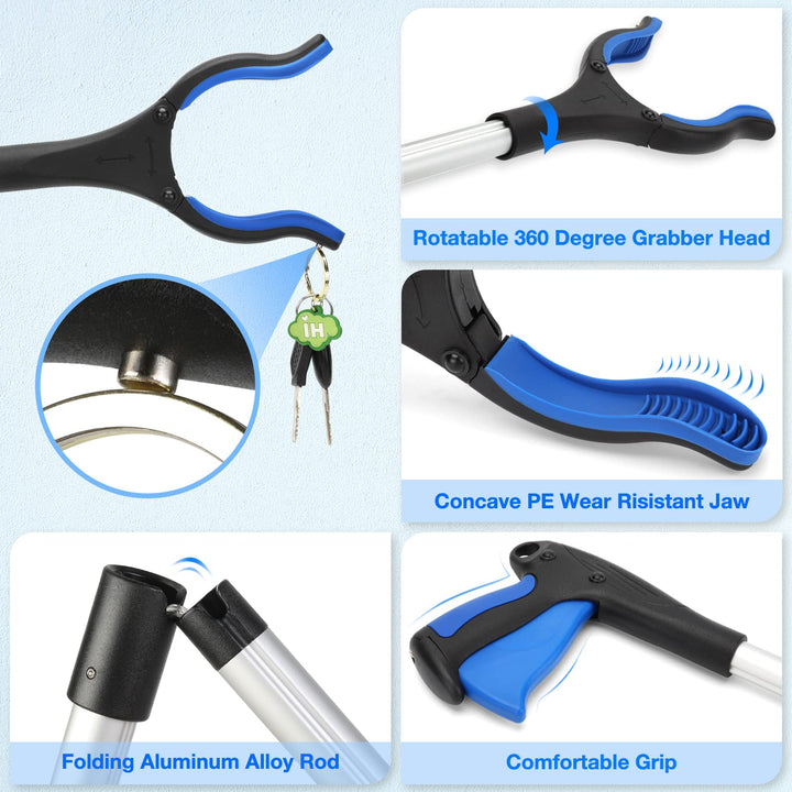 2024 Upgraded Reacher Grabber Pickup Tool, 32 Long Grabber Reacher Tool with Magnetic Tip, Trash Picker for Elderly Grab It Reaching Tool, Garbage Picker Upper, Litter Pick Up Grab Claw Grabber Stick